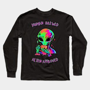 Alien Drinking Coffee Long Sleeve T-Shirt